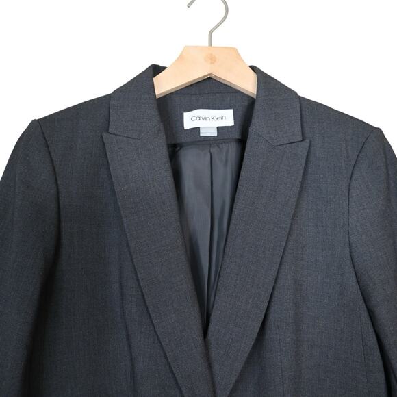 Calvin Klein Women's 10 Dark Gray One Button Front Lined Blazer - Picture 3 of 10